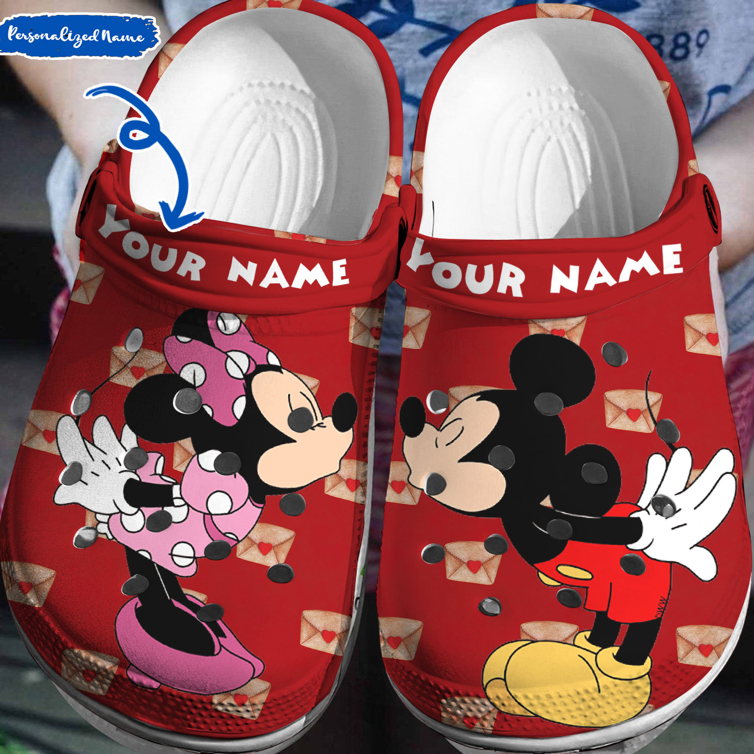 Mickey And Minnie Mouse Cartoon Crocs Crocband Clogs Shoes Comfortable For Men Women and Kids