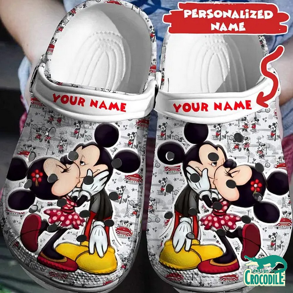Mickey And Minnie Mouse Cartoon Crocs Crocband Clogs Shoes Comfortable For Men Women and Kids