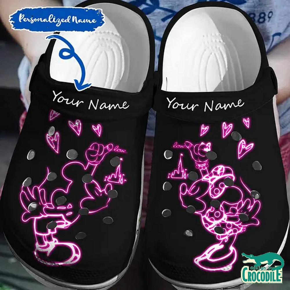 Mickey And Minnie Mouse Cartoon Crocs Crocband Clogs Shoes Comfortable For Men Women and Kids