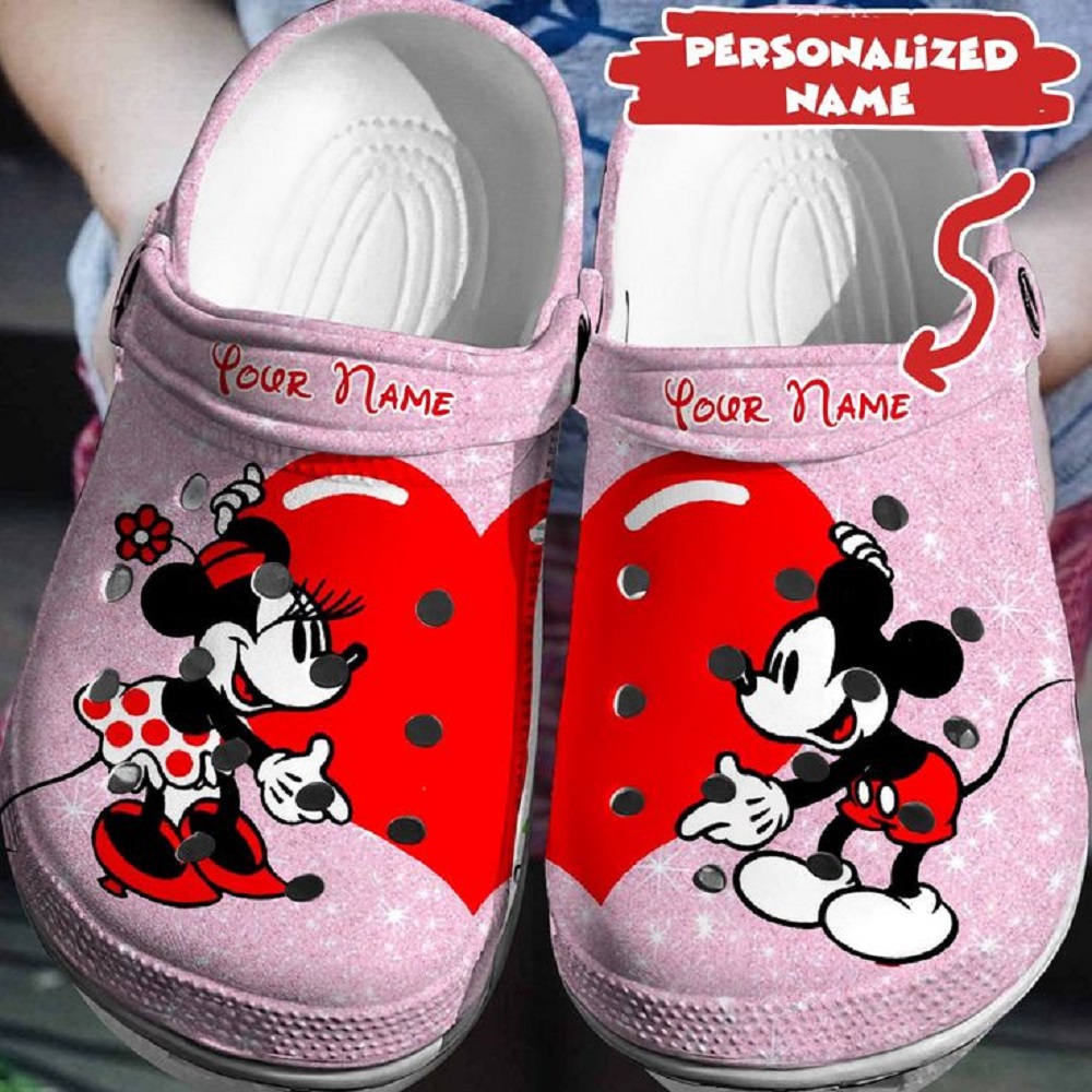 Mickey And Minnie Mouse Cartoon Crocs Crocband Clogs Shoes Comfortable For Men Women and Kids