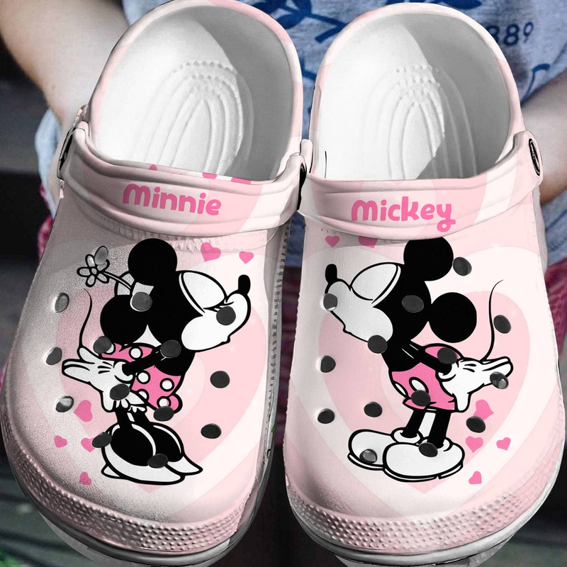 Mickey And Minnie Mouse Cartoon Crocs Crocband Clogs Shoes Comfortable For Men Women and Kids