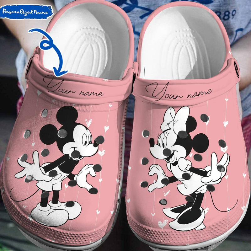 Mickey And Minnie Mouse Cartoon Crocs Crocband Clogs Shoes Comfortable For Men Women and Kids