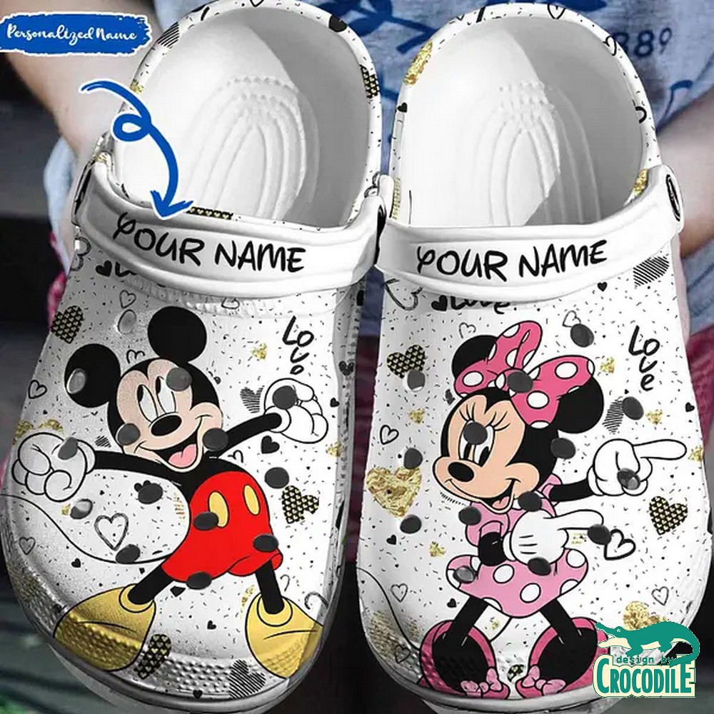 Mickey And Minnie Mouse Cartoon Crocs Crocband Clogs Shoes Comfortable For Men Women and Kids