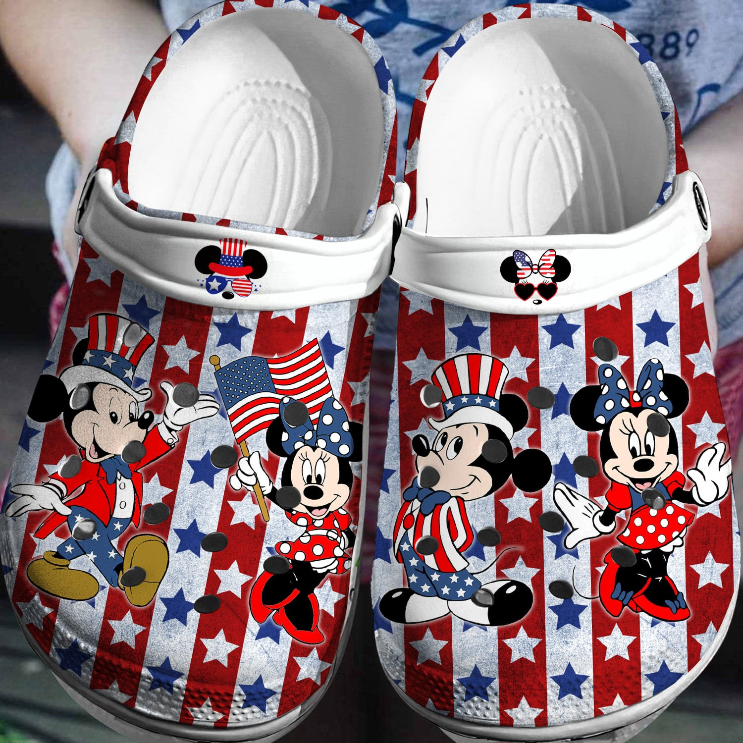 Mickey And Minnie Mouse Cartoon Crocs Crocband Clogs Shoes Comfortable For Men Women and Kids