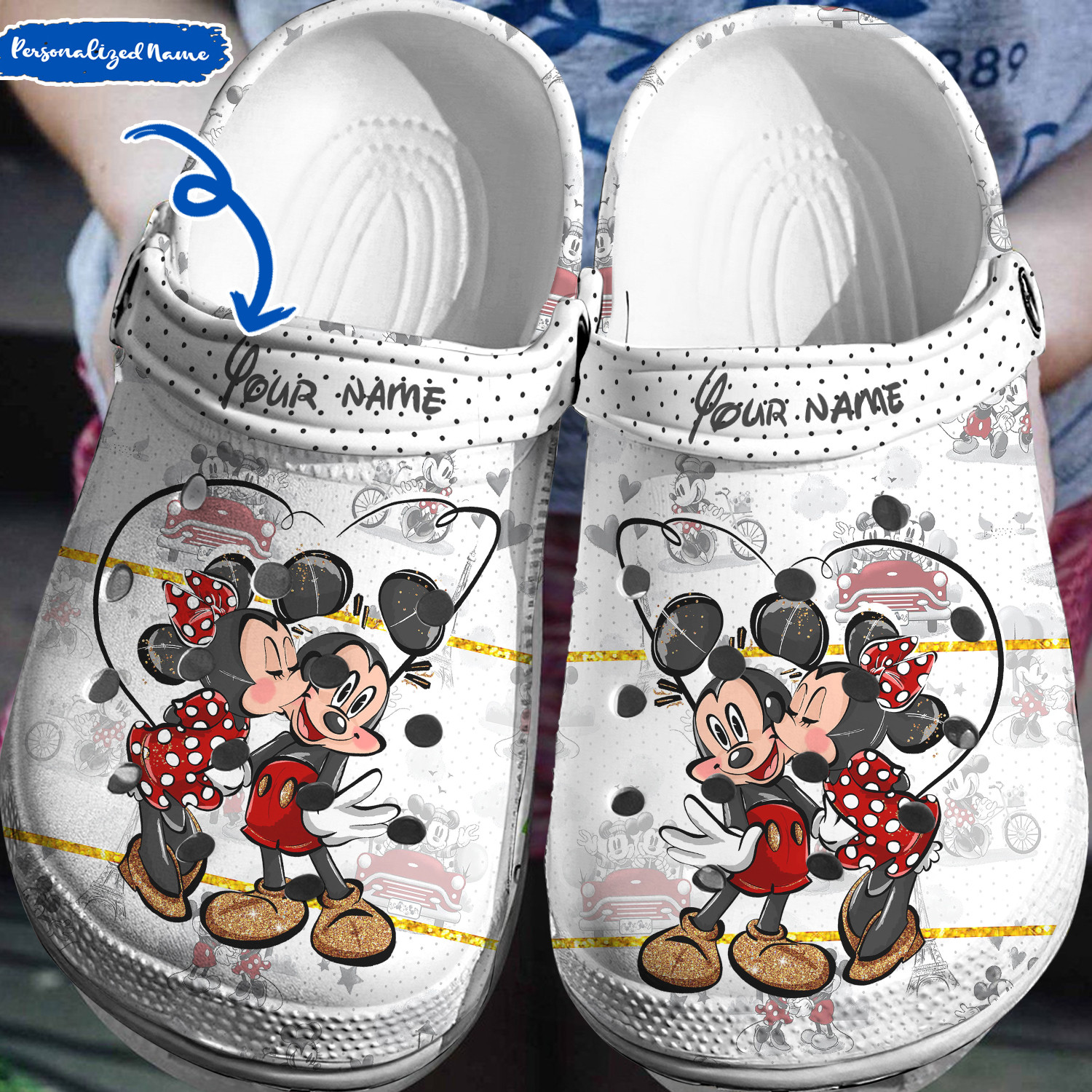 Mickey And Minnie Mouse Cartoon Crocs Crocband Clogs Shoes Comfortable For Men Women and Kids