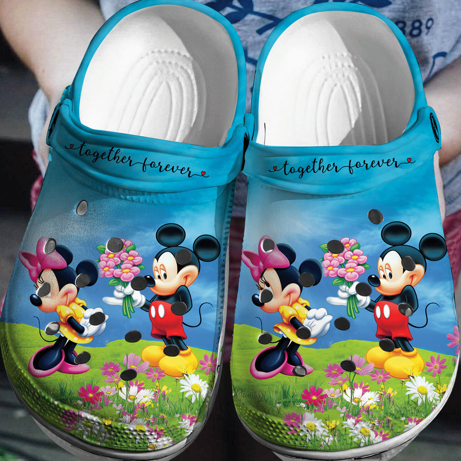 Mickey And Minnie Mouse Cartoon Crocs Crocband Clogs Shoes Comfortable For Men Women and Kids