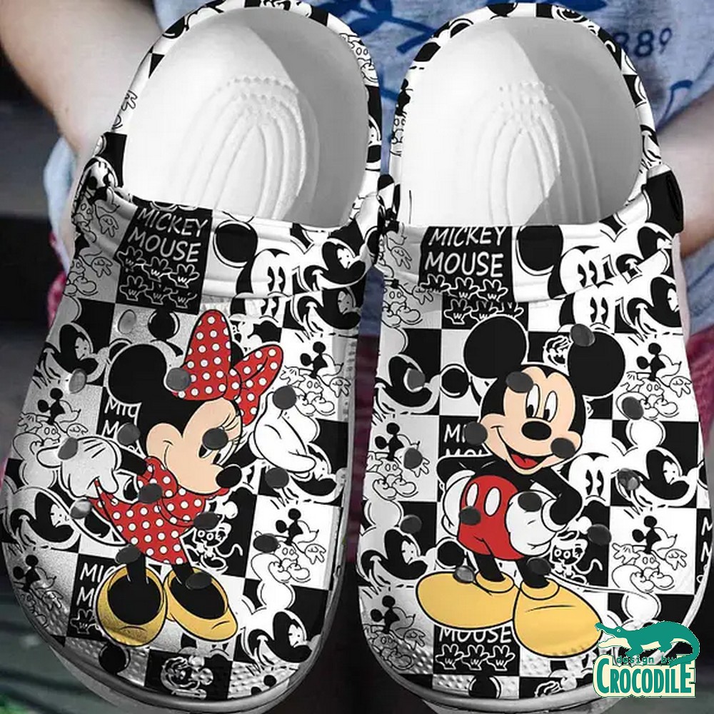 Mickey And Minnie Mouse Cartoon Crocs Crocband Clogs Shoes Comfortable For Men Women and Kids