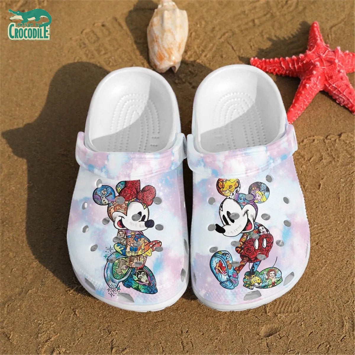 Mickey And Minnie Mouse Cartoon Crocs Crocband Clogs Shoes Comfortable For Men Women and Kids