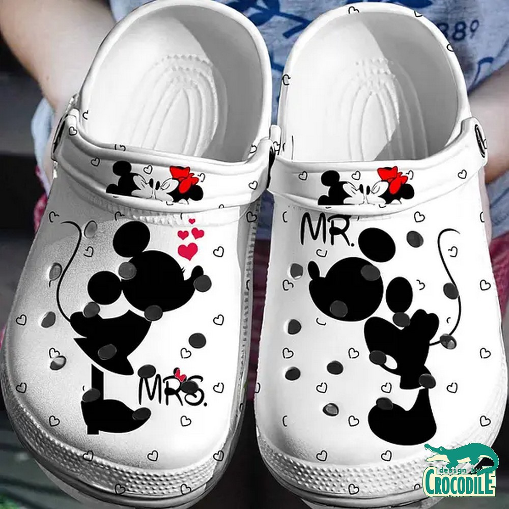 Mickey And Minnie Mouse Cartoon Crocs Crocband Clogs Shoes Comfortable For Men Women and Kids