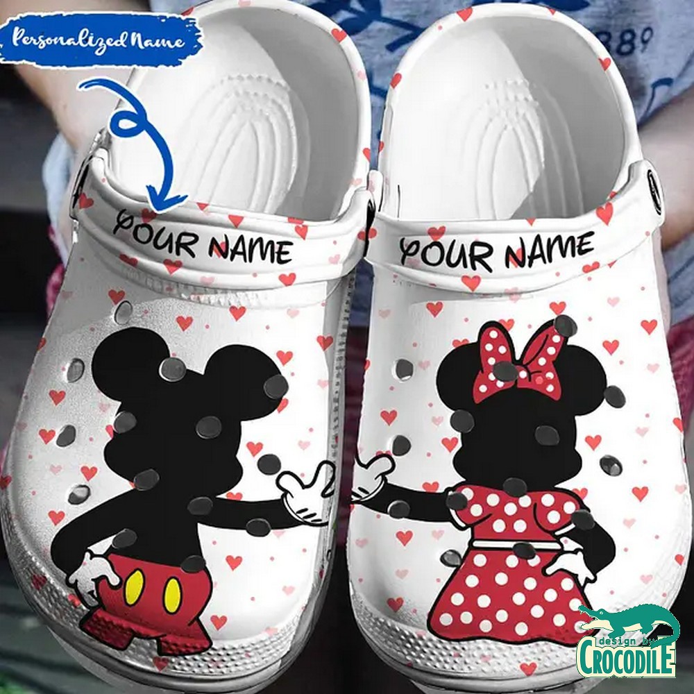 Mickey And Minnie Mouse Cartoon Crocs Crocband Clogs Shoes Comfortable For Men Women and Kids
