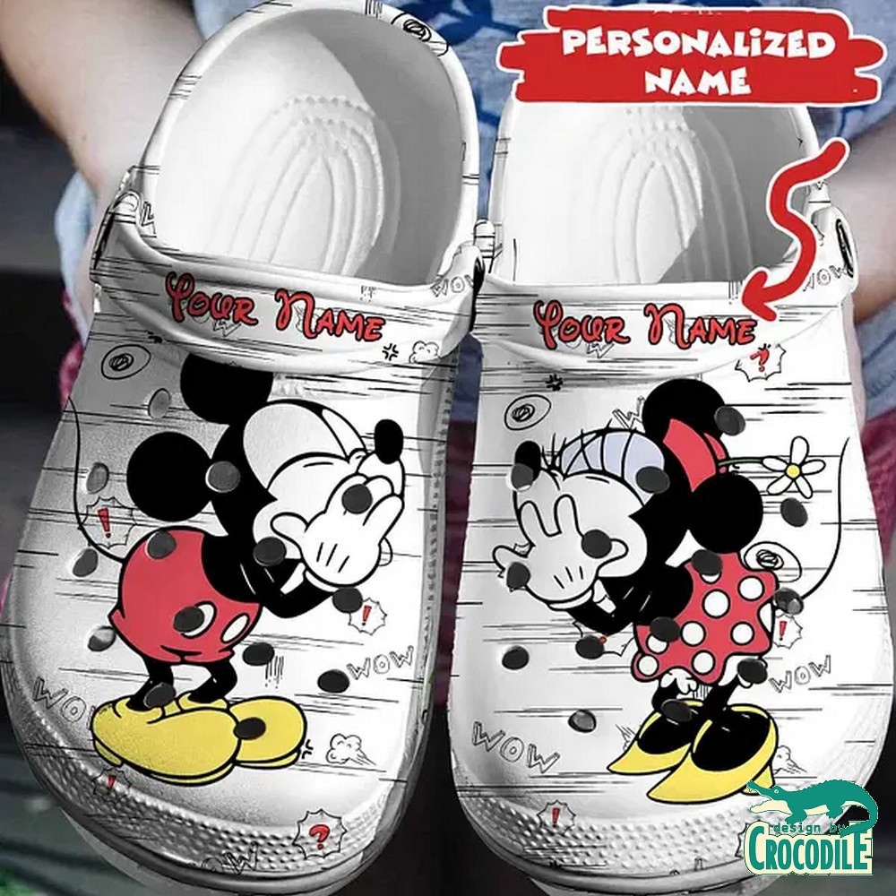 Mickey And Minnie Mouse Cartoon Crocs Crocband Clogs Shoes Comfortable For Men Women and Kids