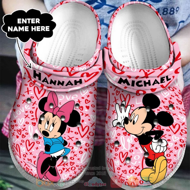 Mickey And Minnie Mouse Cartoon Crocs Crocband Clogs Shoes Comfortable For Men Women and Kids