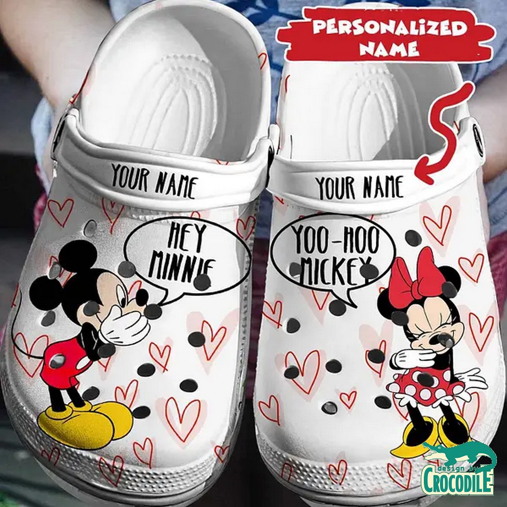 Mickey And Minnie Mouse Cartoon Crocs Crocband Clogs Shoes Comfortable For Men Women and Kids