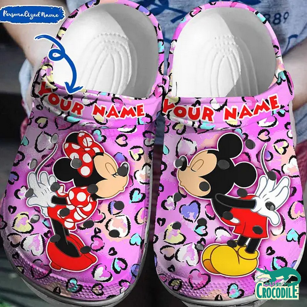Mickey And Minnie Mouse Cartoon Crocs Crocband Clogs Shoes Comfortable For Men Women and Kids