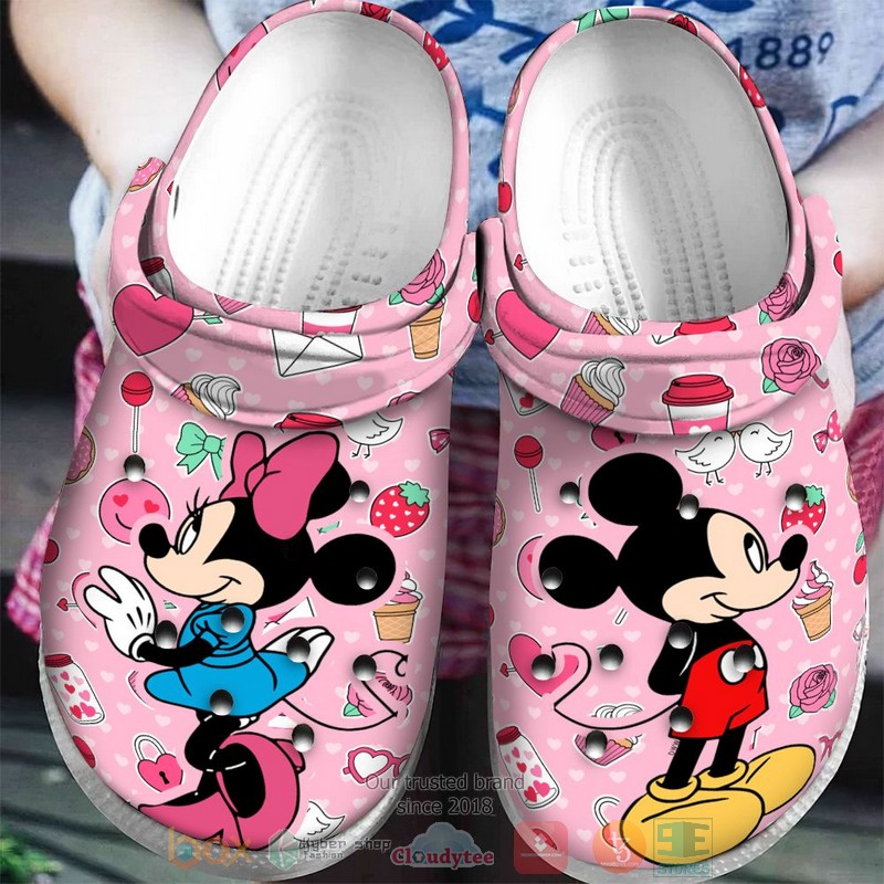 Mickey And Minnie Mouse Cartoon Crocs Crocband Clogs Shoes Comfortable For Men Women and Kids