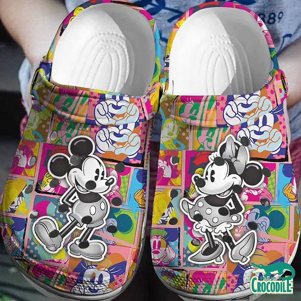 Mickey And Minnie Mouse Cartoon Crocs Crocband Clogs Shoes Comfortable For Men Women and Kids