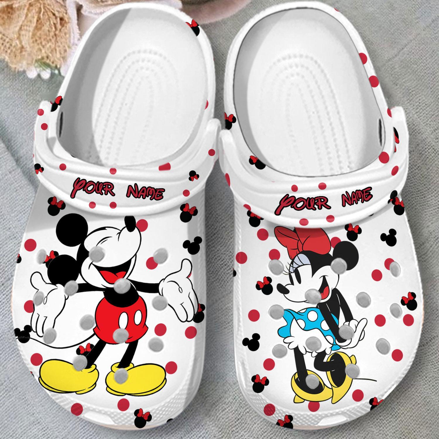 Mickey And Minnie Mouse Cartoon Crocs Crocband Clogs Shoes Comfortable For Men Women and Kids - Image 3