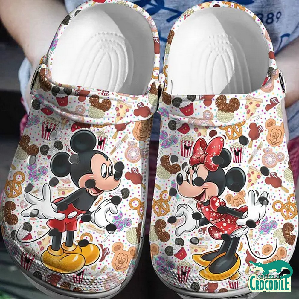 Mickey And Minnie Mouse Cartoon Crocs Crocband Clogs Shoes Comfortable For Men Women and Kids