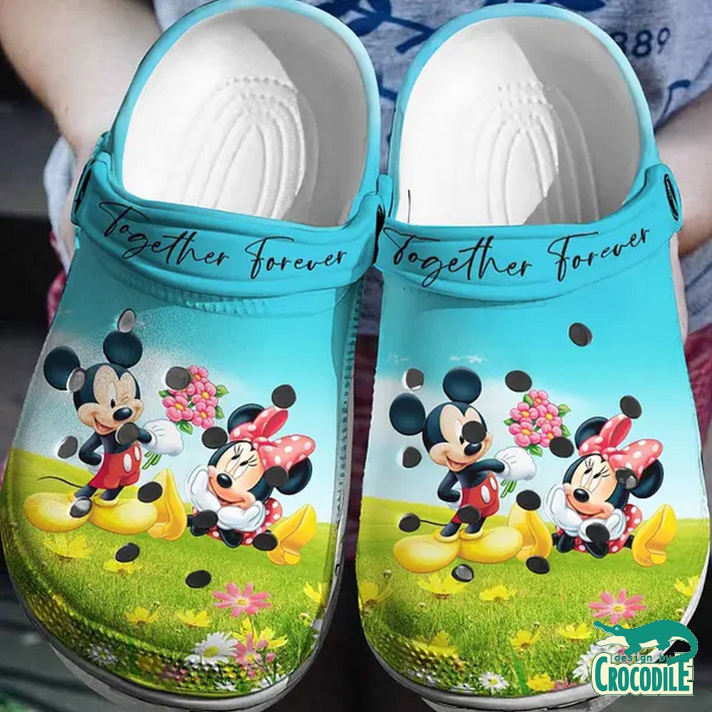 Mickey And Minnie Mouse Cartoon Crocs Crocband Clogs Shoes Comfortable For Men Women and Kids