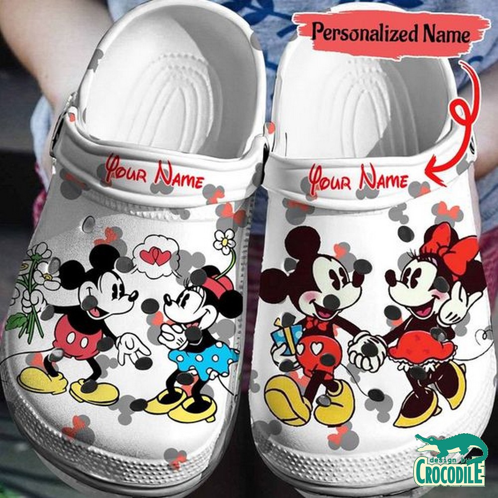 Mickey And Minnie Mouse Cartoon Crocs Crocband Clogs Shoes Comfortable For Men Women and Kids
