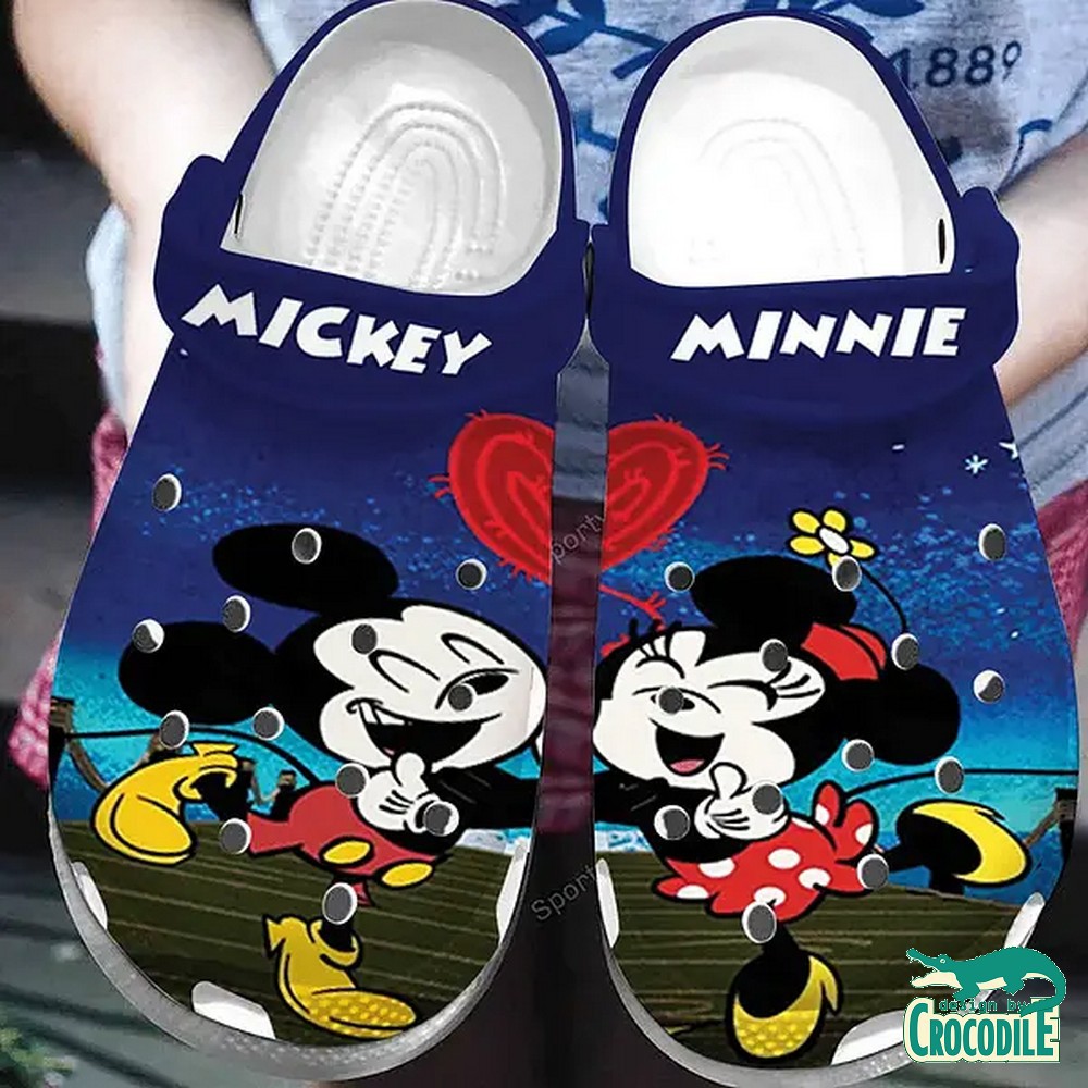 Mickey And Minnie Mouse Cartoon Crocs Crocband Clogs Shoes Comfortable For Men Women and Kids
