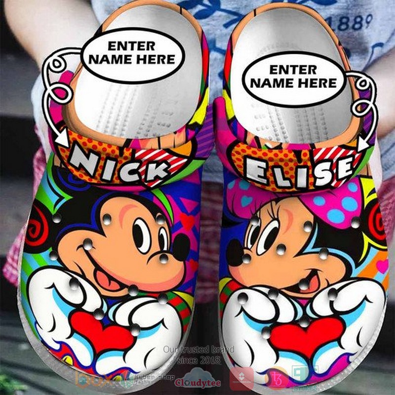 Mickey And Minnie Mouse Cartoon Crocs Crocband Clogs Shoes Comfortable For Men Women and Kids