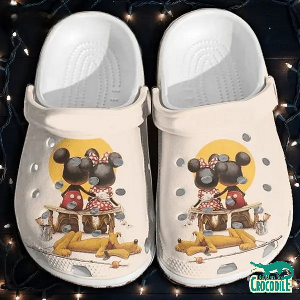 Mickey And Minnie Mouse Cartoon Crocs Crocband Clogs Shoes Comfortable For Men Women and Kids