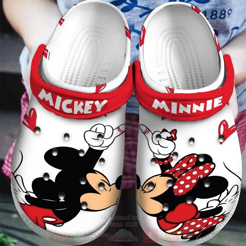 Mickey And Minnie Mouse Cartoon Crocs Crocband Clogs Shoes Comfortable For Men Women and Kids