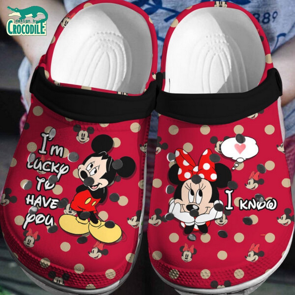 Mickey And Minnie Mouse Cartoon Crocs Crocband Clogs Shoes Comfortable For Men Women and Kids