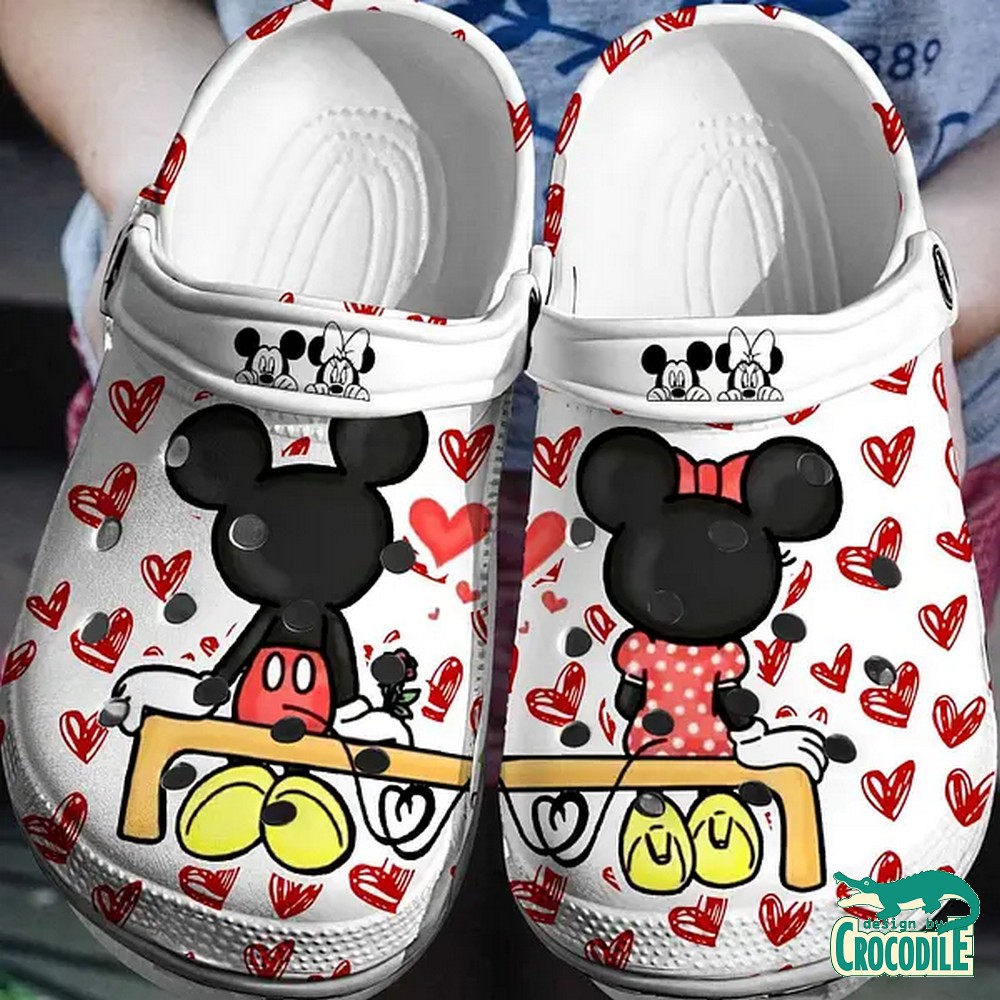 Mickey And Minnie Mouse Cartoon Crocs Crocband Clogs Shoes Comfortable For Men Women and Kids