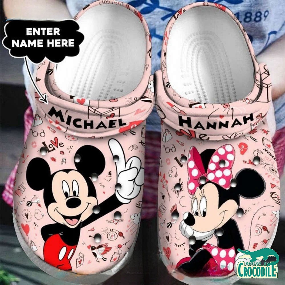 Mickey And Minnie Mouse Cartoon Crocs Crocband Clogs Shoes Comfortable For Men Women and Kids