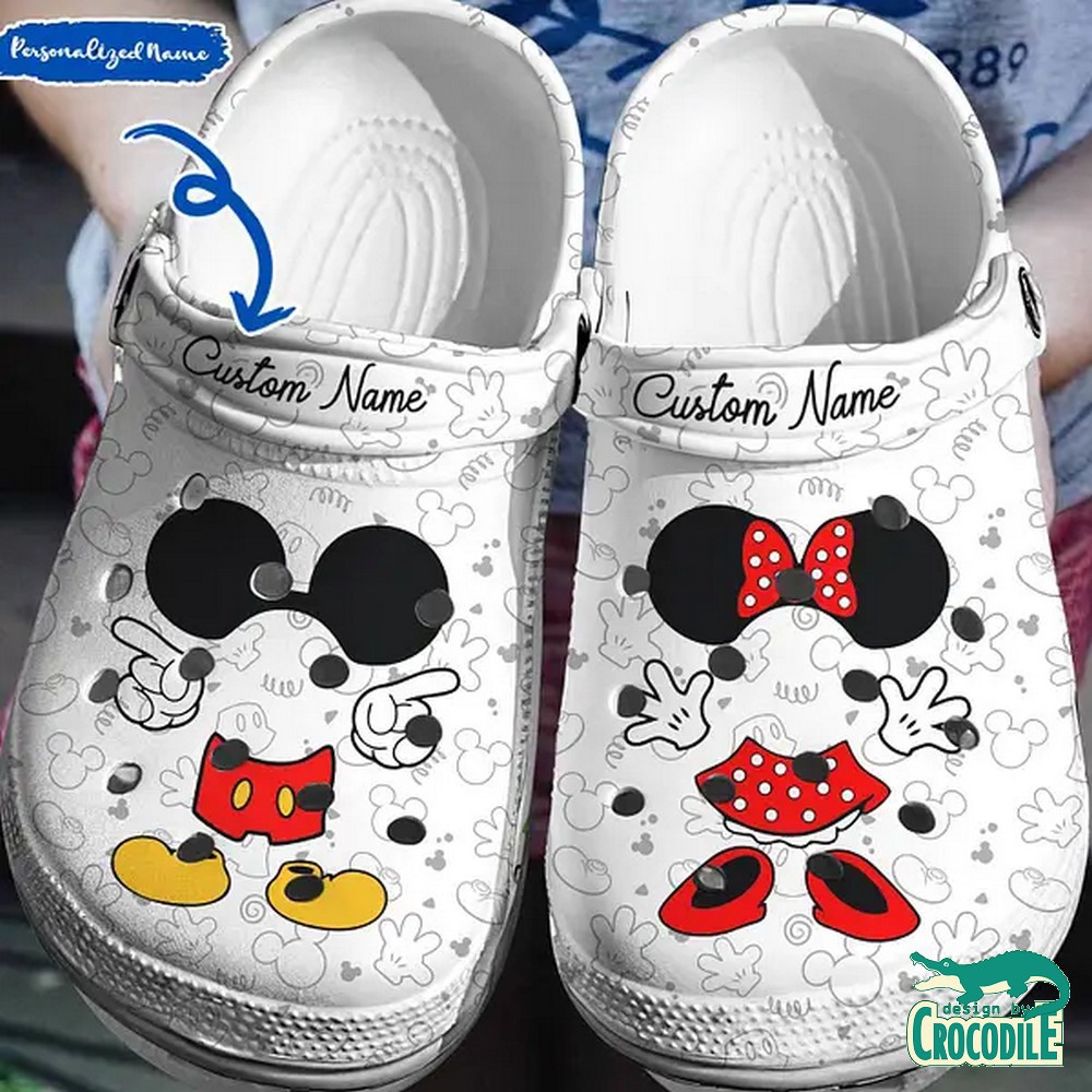 Mickey And Minnie Mouse Cartoon Crocs Crocband Clogs Shoes Comfortable For Men Women and Kids