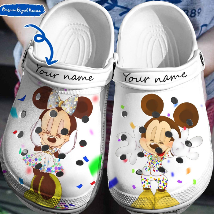 Mickey And Minnie Mouse Cartoon Crocs Crocband Clogs Shoes Comfortable For Men Women and Kids