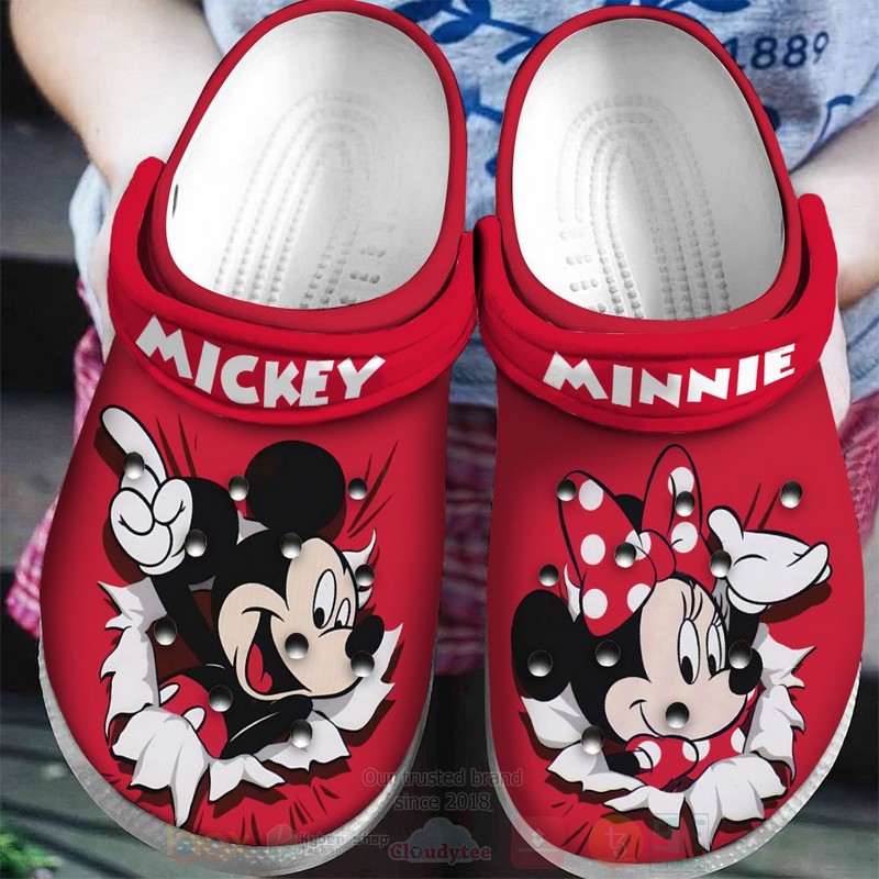 Mickey And Minnie Mouse Cartoon Crocs Crocband Clogs Shoes Comfortable For Men Women and Kids