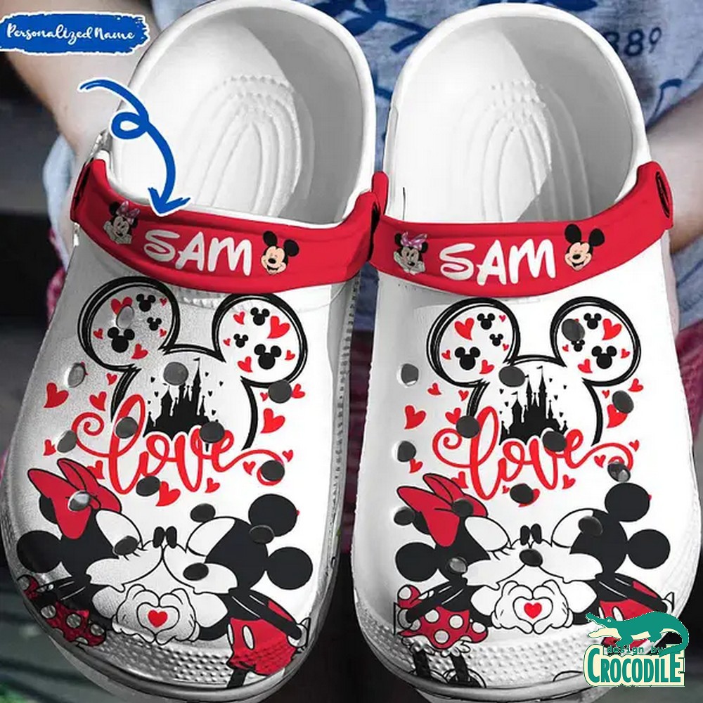 Mickey And Minnie Mouse Cartoon Crocs Crocband Clogs Shoes Comfortable For Men Women and Kids