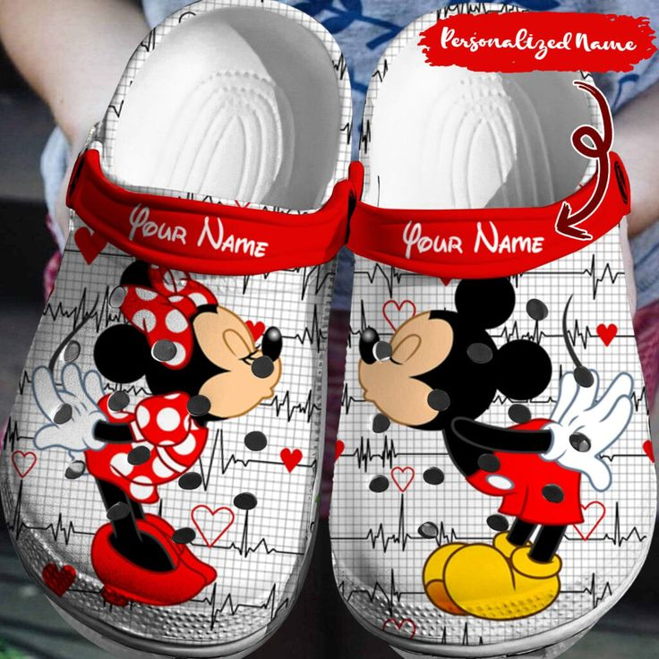 Mickey And Minnie Mouse Cartoon Crocs Crocband Clogs Shoes Comfortable For Men Women and Kids