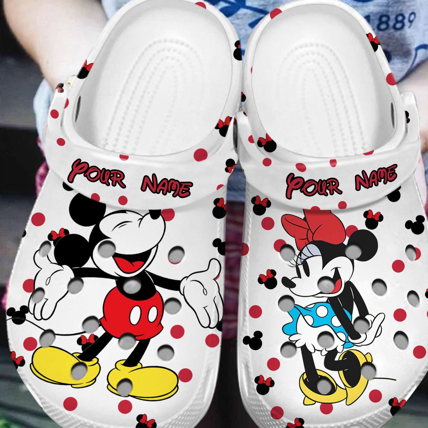 Mickey And Minnie Mouse Cartoon Crocs Crocband Clogs Shoes Comfortable For Men Women and Kids - Image 2