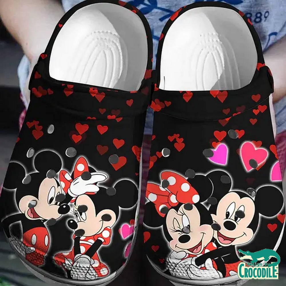 Mickey And Minnie Mouse Cartoon Crocs Crocband Clogs Shoes Comfortable For Men Women and Kids