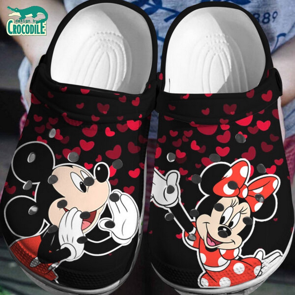 Mickey And Minnie Mouse Cartoon Crocs Crocband Clogs Shoes Comfortable For Men Women and Kids