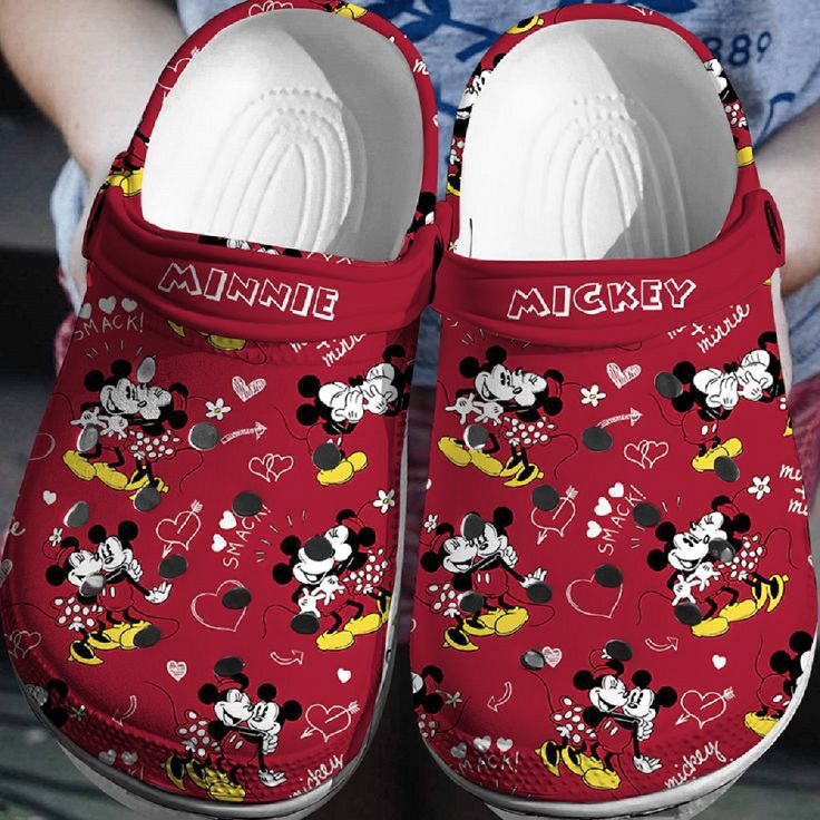 Mickey And Minnie Mouse Cartoon Crocs Crocband Clogs Shoes Comfortable For Men Women and Kids