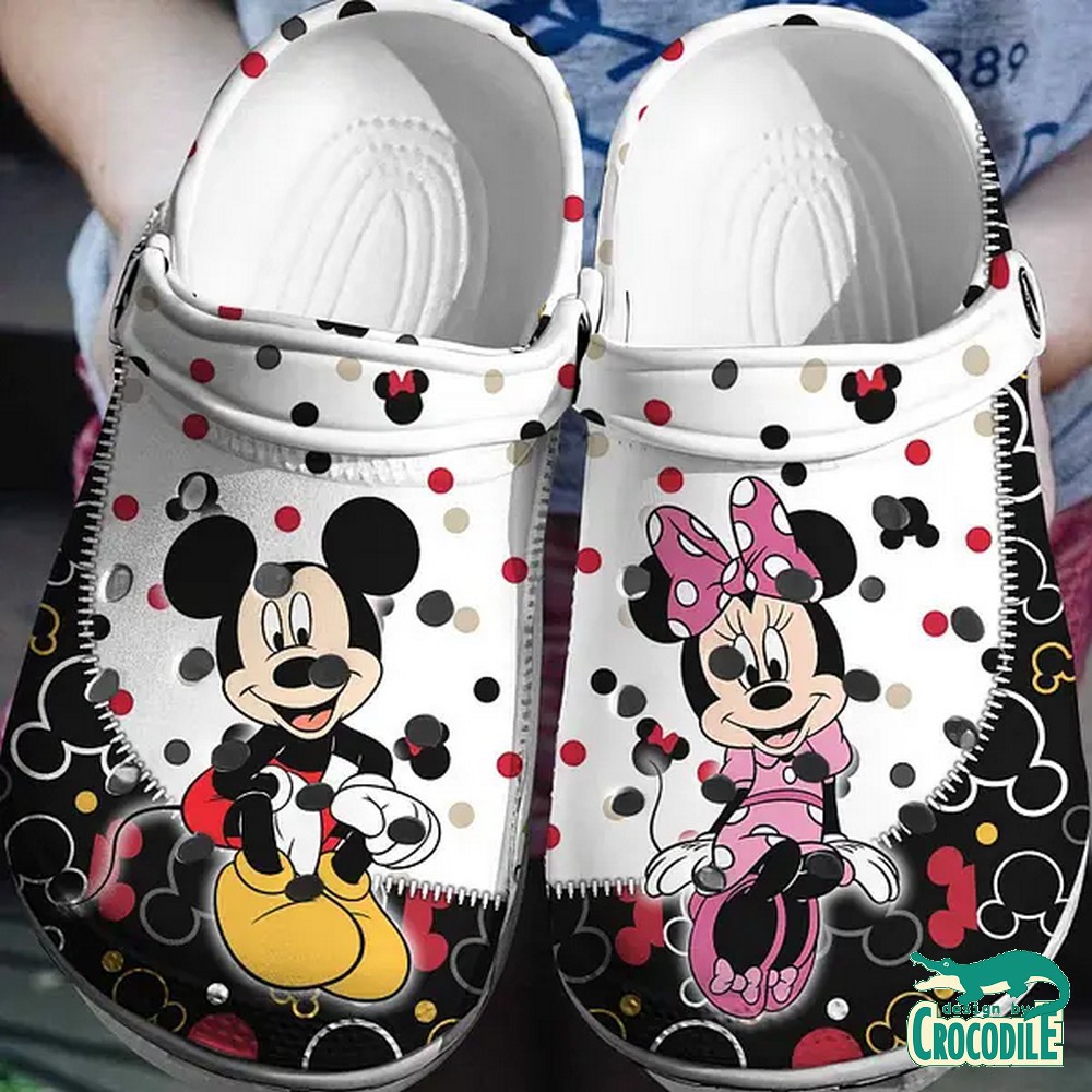Mickey And Minnie Mouse Cartoon Crocs Crocband Clogs Shoes Comfortable For Men Women and Kids