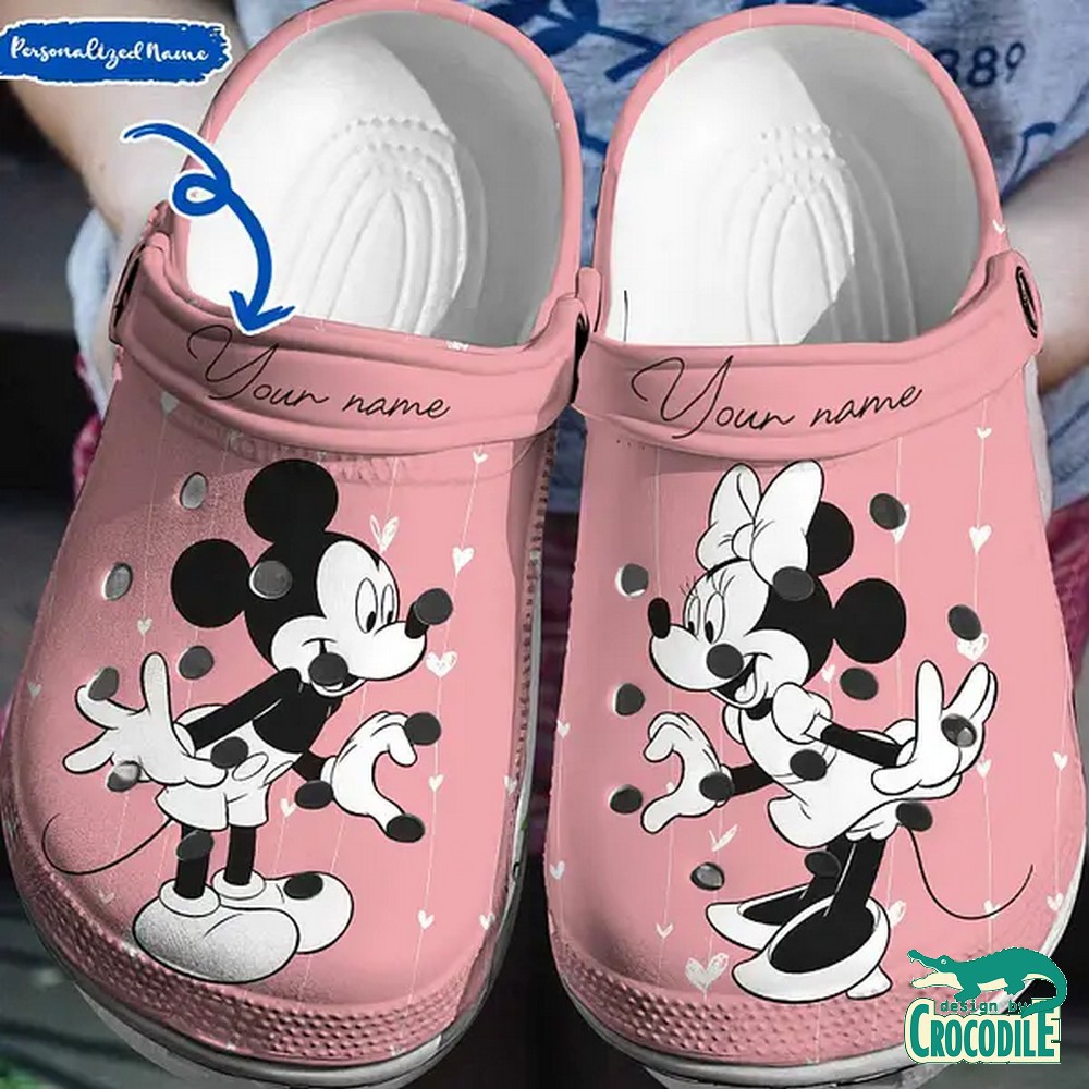 Mickey And Minnie Mouse Cartoon Crocs Crocband Clogs Shoes Comfortable For Men Women and Kids