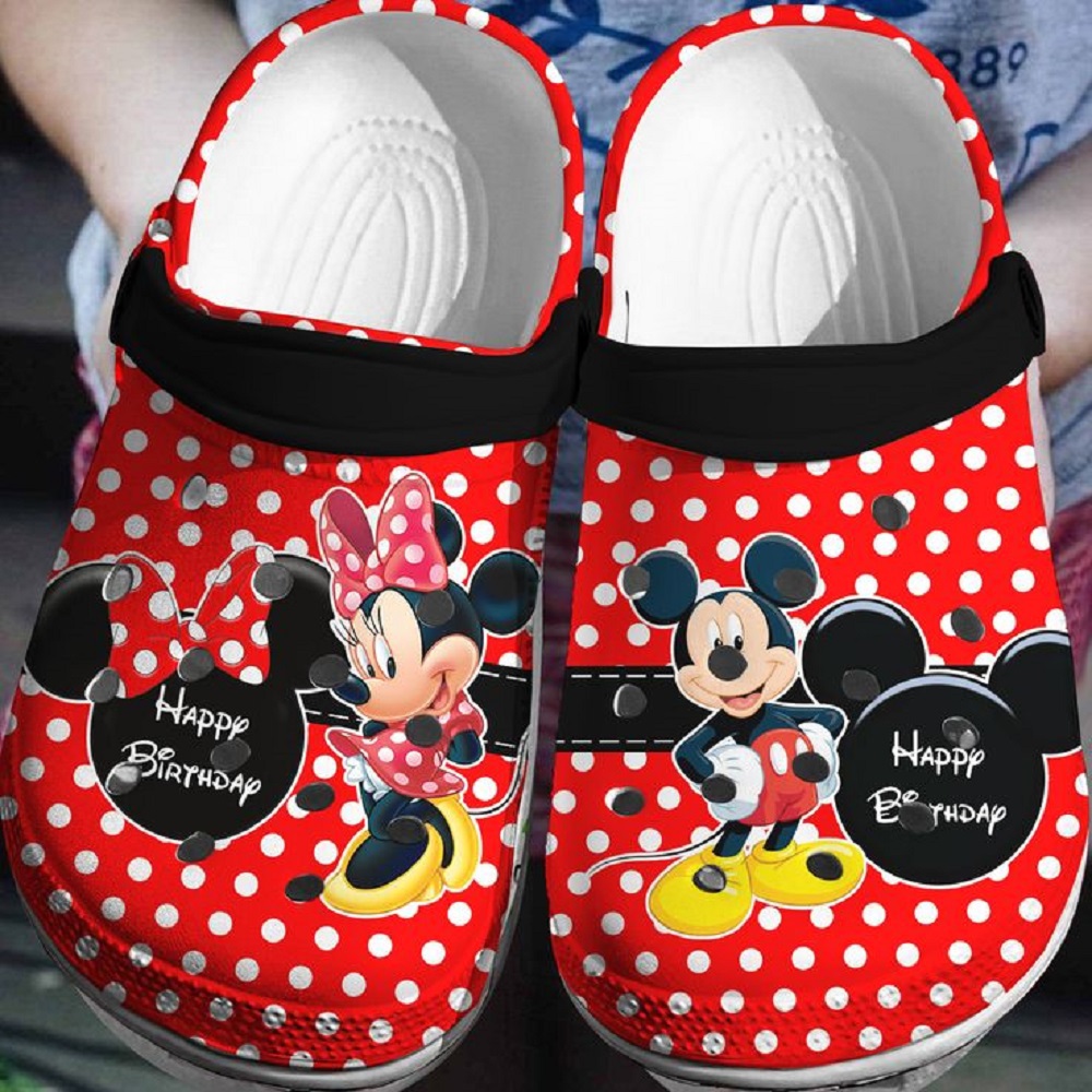 Mickey And Minnie Mouse Cartoon Crocs Crocband Clogs Shoes Comfortable For Men Women and Kids