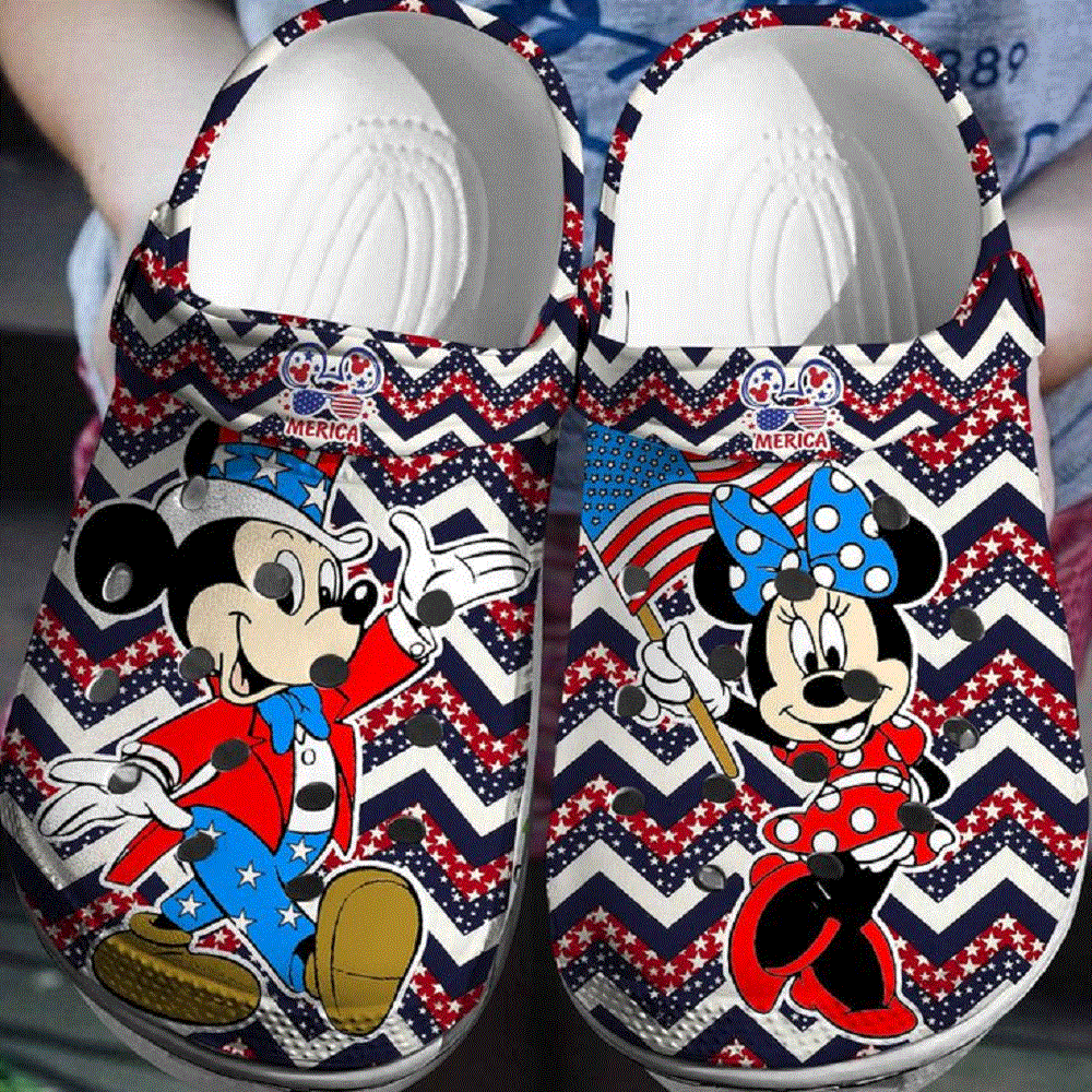 Mickey And Minnie Mouse Cartoon Crocs Crocband Clogs Shoes Comfortable For Men Women and Kids