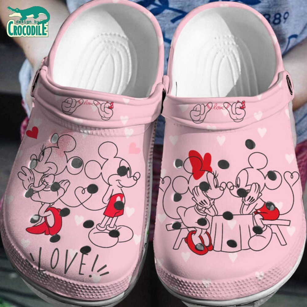 Mickey And Minnie Mouse Cartoon Crocs Crocband Clogs Shoes Comfortable For Men Women and Kids