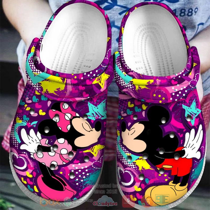 Mickey And Minnie Mouse Cartoon Crocs Crocband Clogs Shoes Comfortable For Men Women and Kids