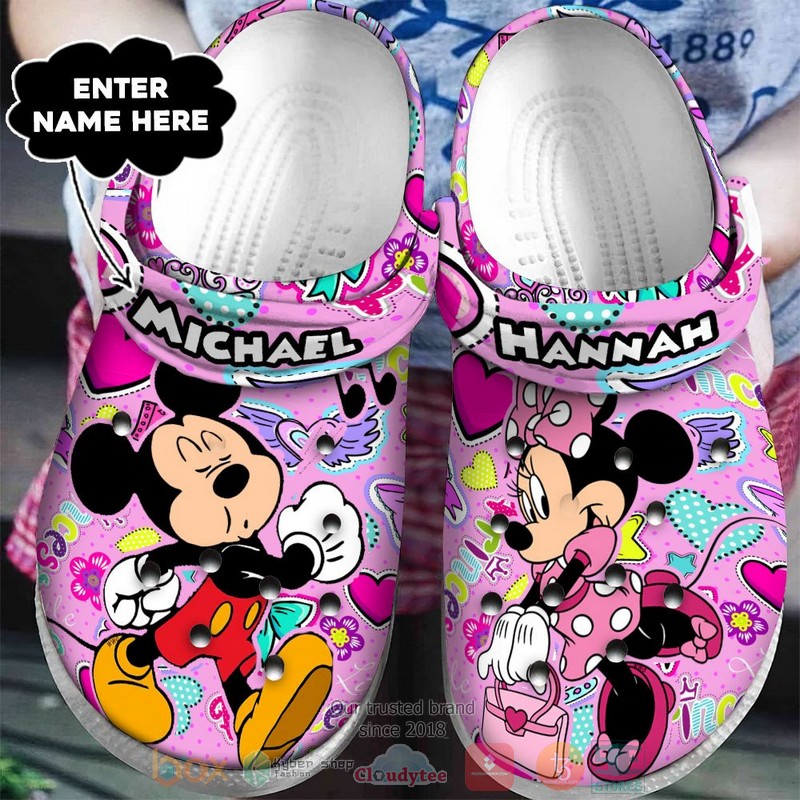 Mickey And Minnie Mouse Cartoon Crocs Crocband Clogs Shoes Comfortable For Men Women and Kids