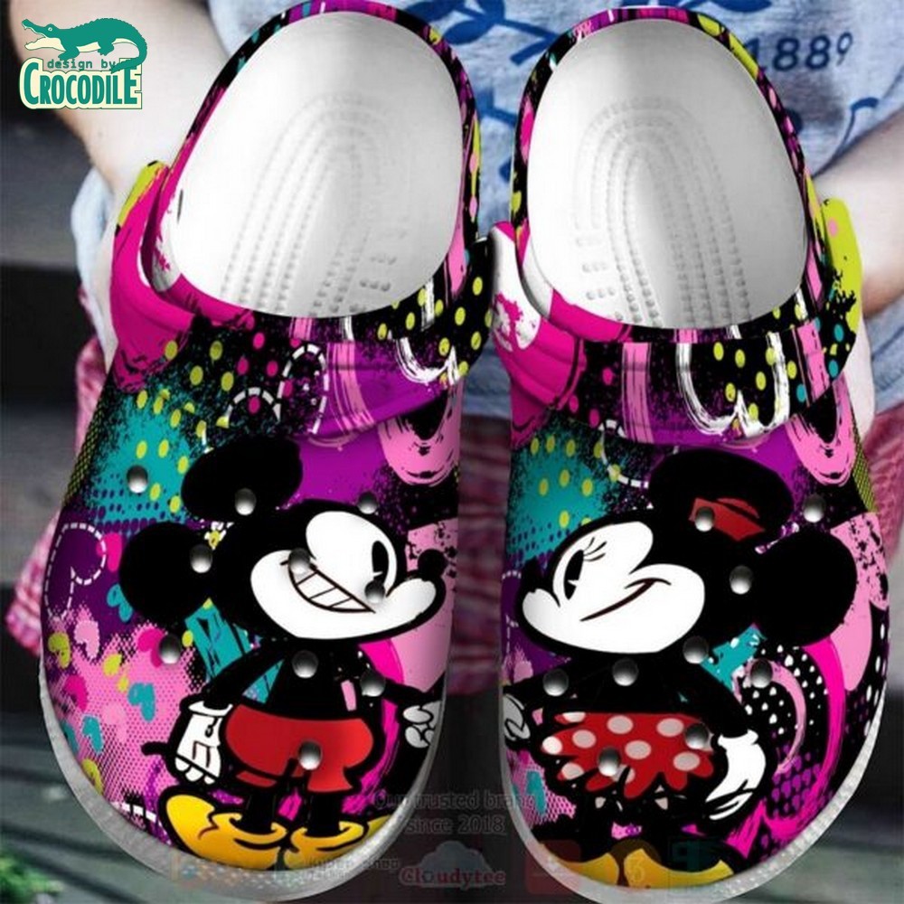 Mickey And Minnie Mouse Cartoon Crocs Crocband Clogs Shoes Comfortable For Men Women and Kids