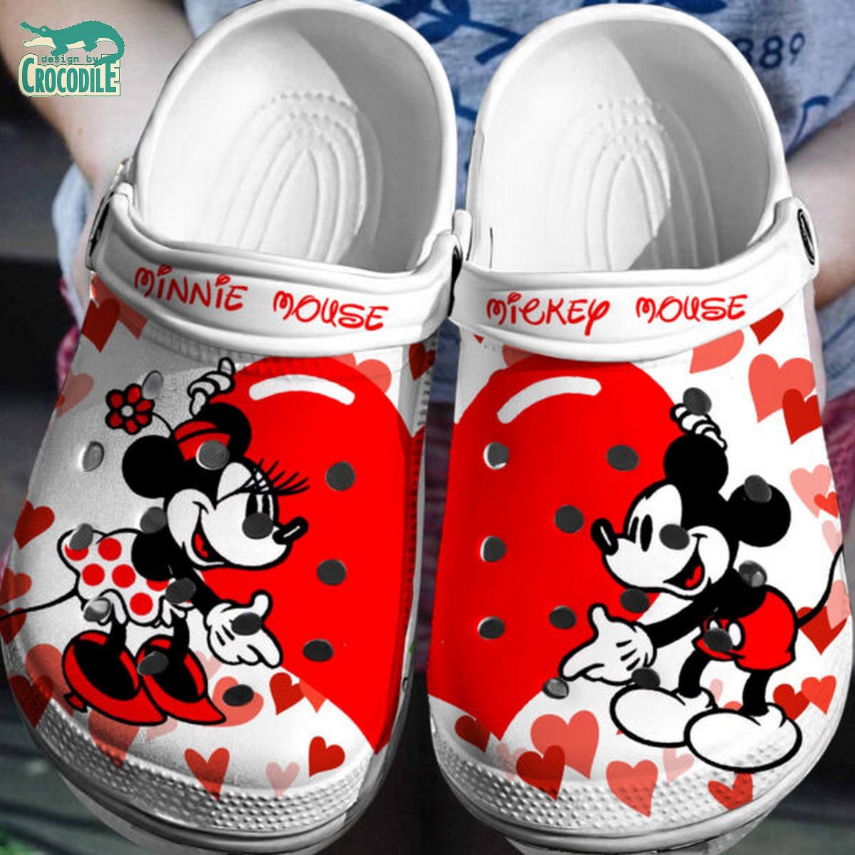 Mickey And Minnie Mouse Cartoon Crocs Crocband Clogs Shoes Comfortable For Men Women and Kids