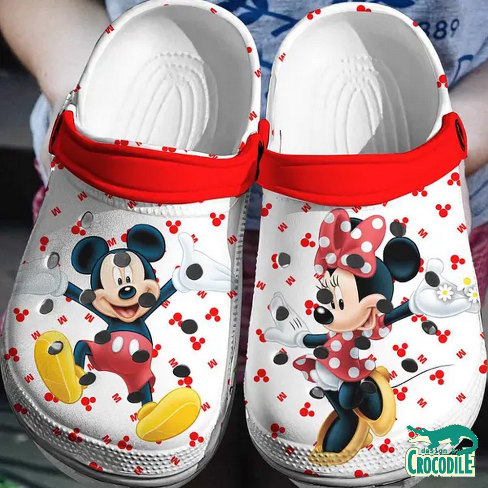 Mickey And Minnie Mouse Cartoon Crocs Crocband Clogs Shoes Comfortable For Men Women and Kids